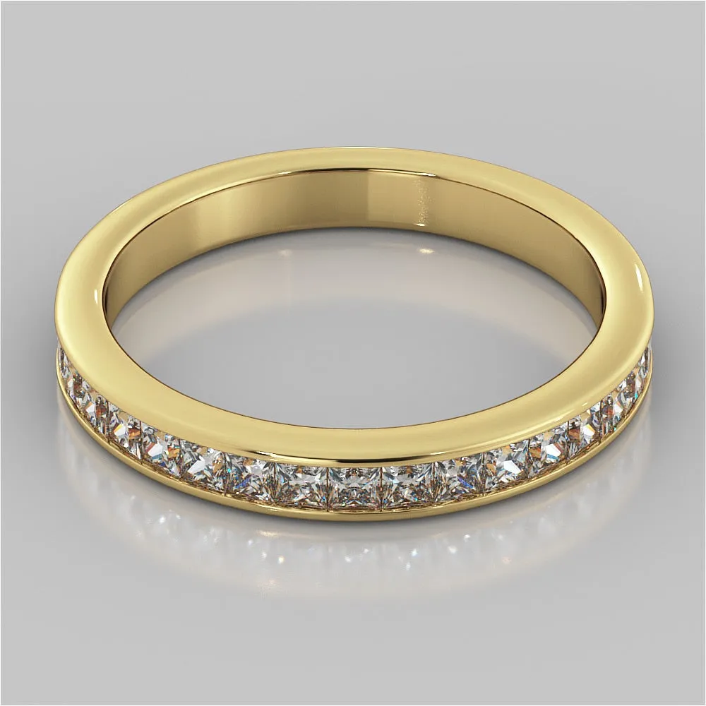 Princess Cut Channel Set Cathedral Style Engagement Ring