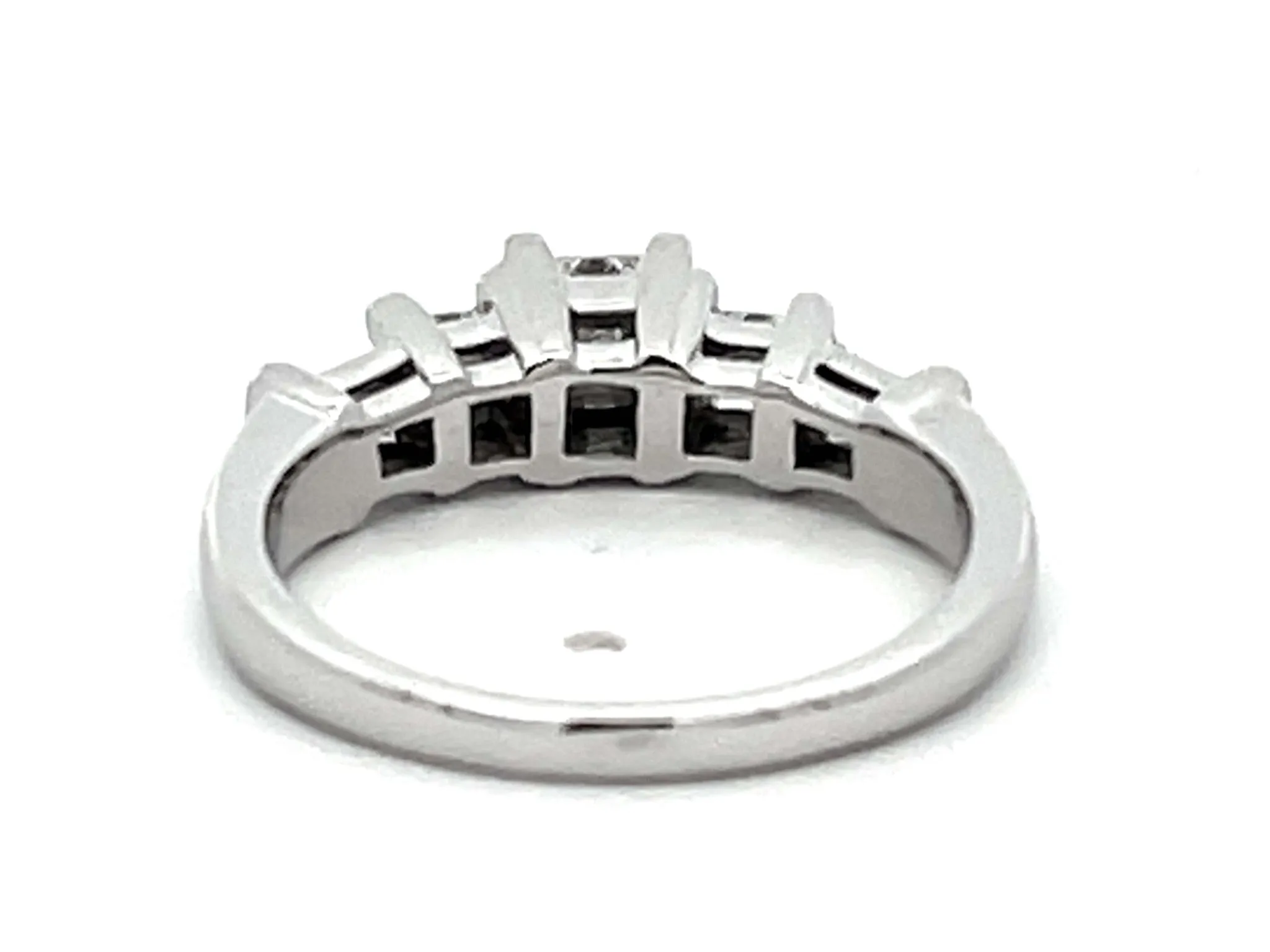 Princess Cut Diamond and Baguette Engagement Ring 14k White Gold