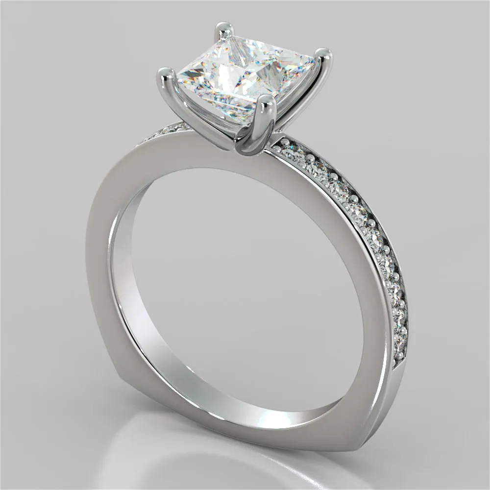 Princess Cut Euro Style Wedding Set With 2 Matching Bands