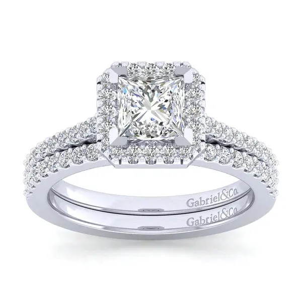 Princess Cut Halo Diamond Engagement Ring Mounting