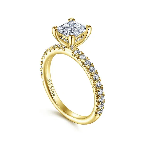 Princess Cut Hidden Halo Diamond Engagement Ring Mounting