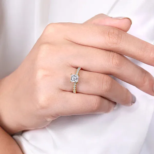 Princess Cut Hidden Halo Diamond Engagement Ring Mounting