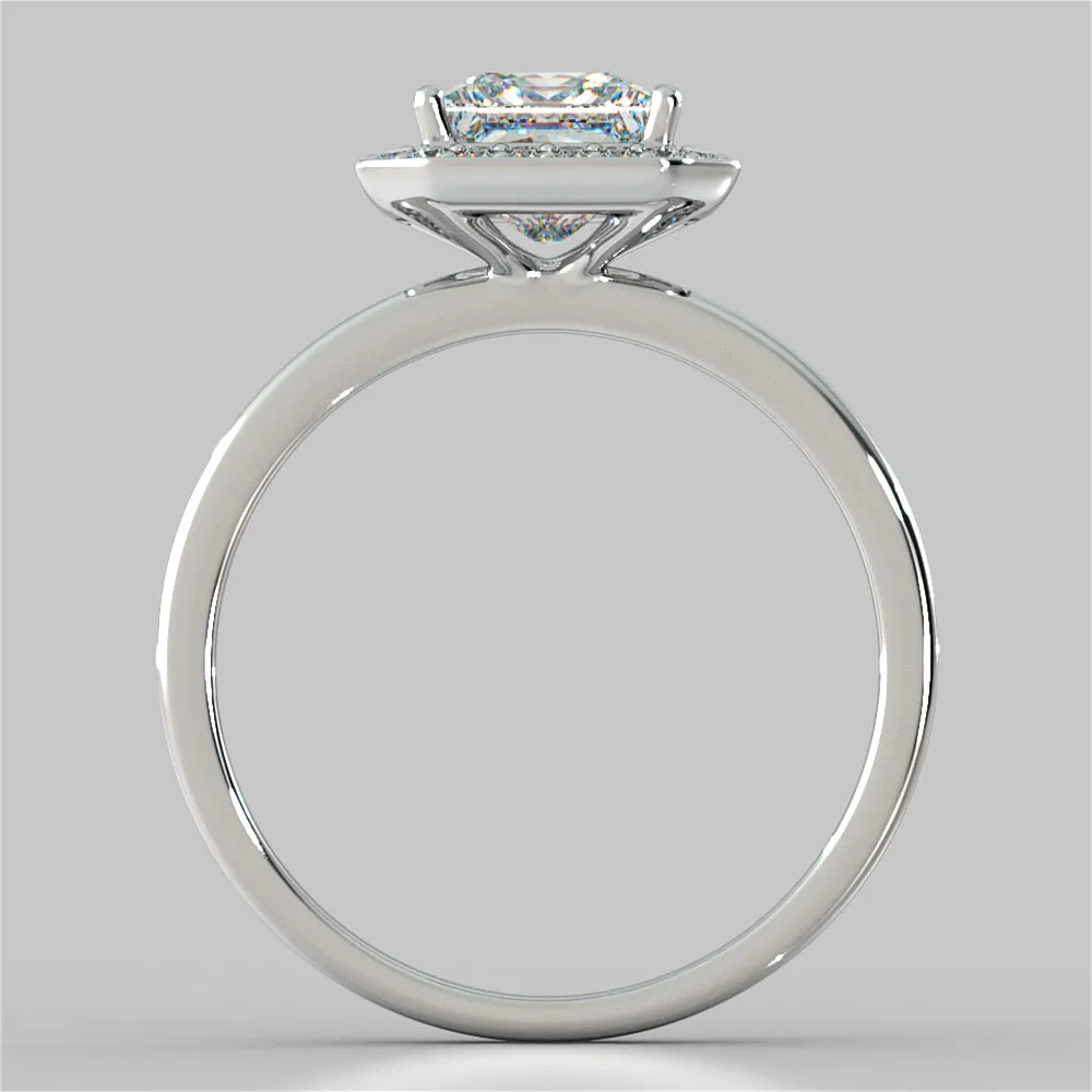 Princess Cut Pavé Style Halo Engagement Ring