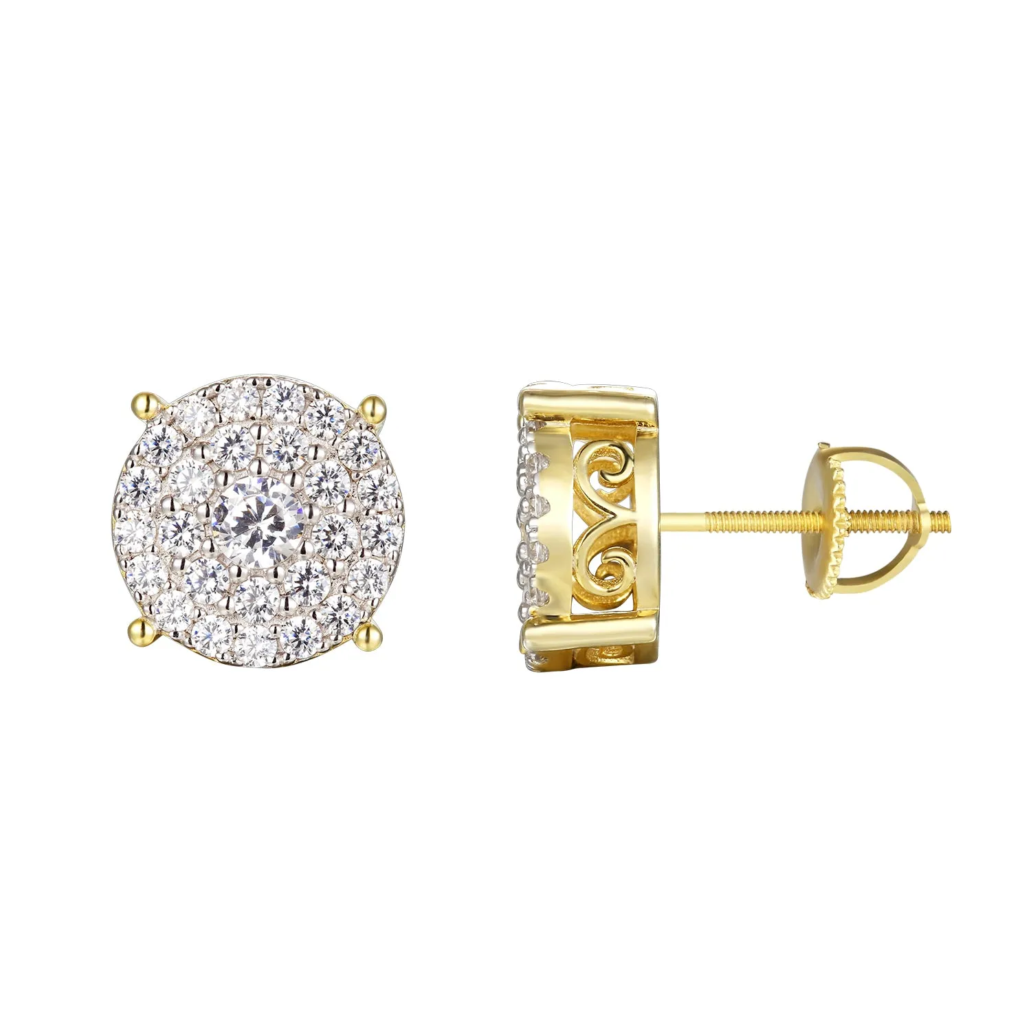 Prong Set Solitaire Round Silver Stud Earrings