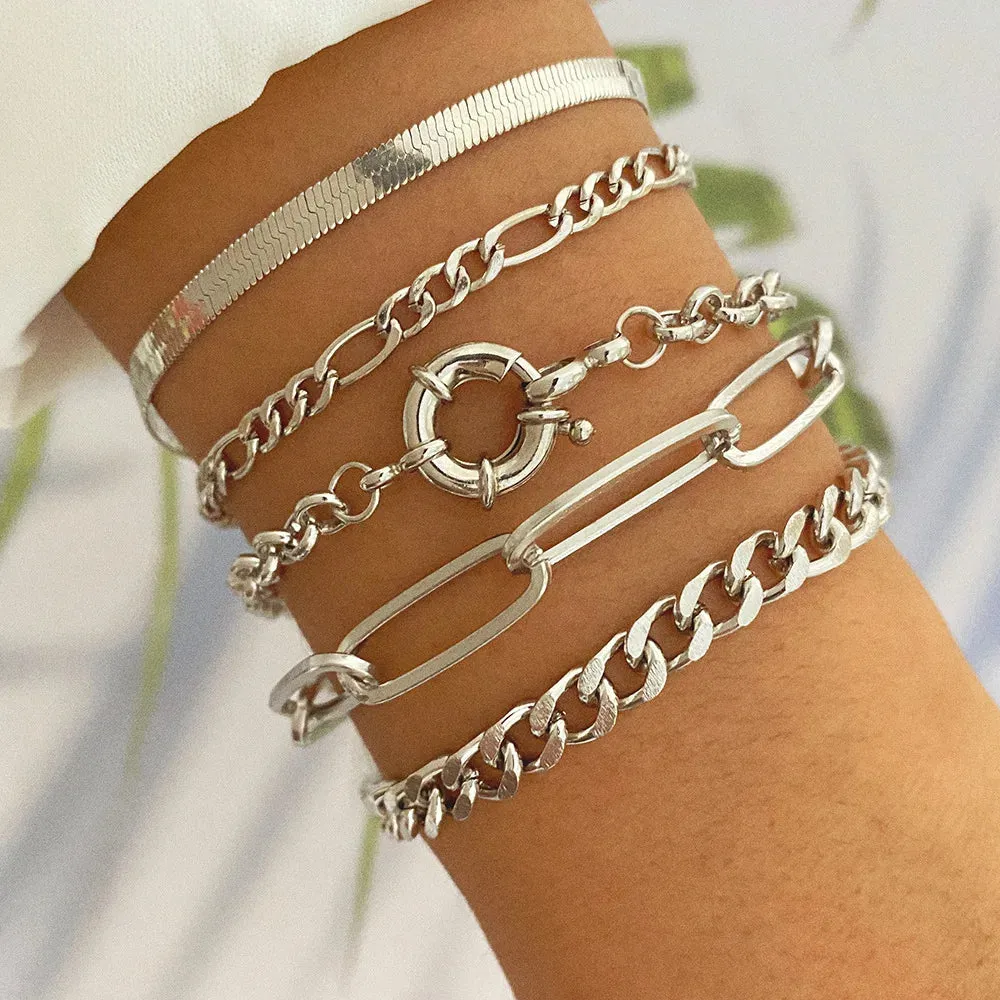 Punk Cuban Chain Bracelets Set for Women