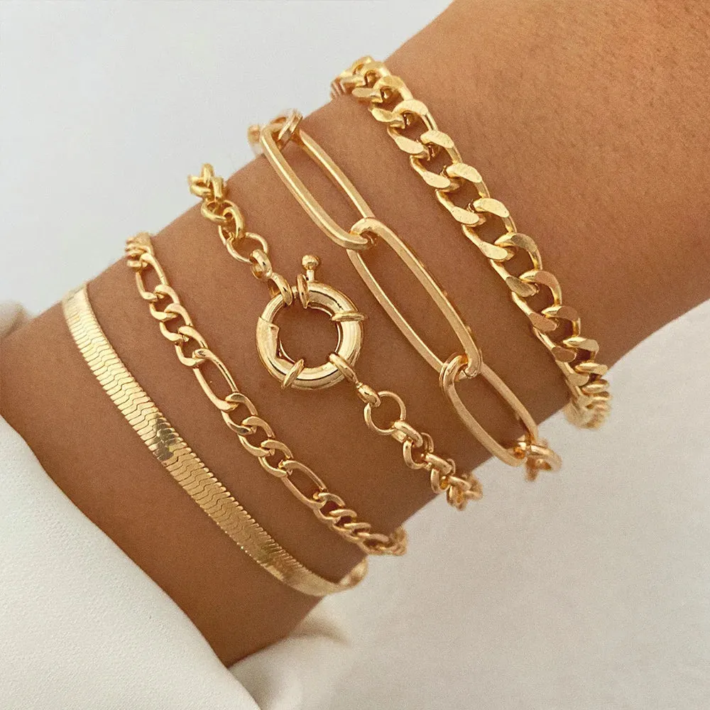 Punk Cuban Chain Bracelets Set for Women