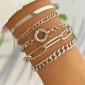 Punk Cuban Chain Bracelets Set for Women