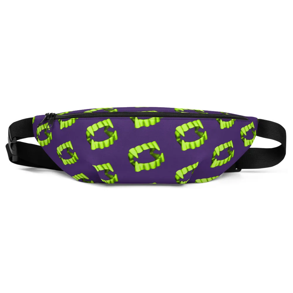 Purple Neon Green Vampire Fang Teeth Fanny Pack