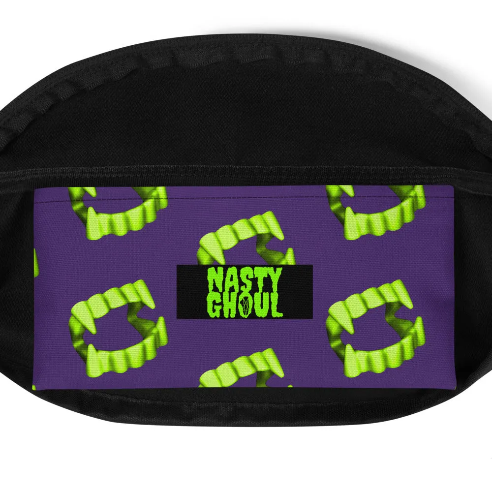 Purple Neon Green Vampire Fang Teeth Fanny Pack