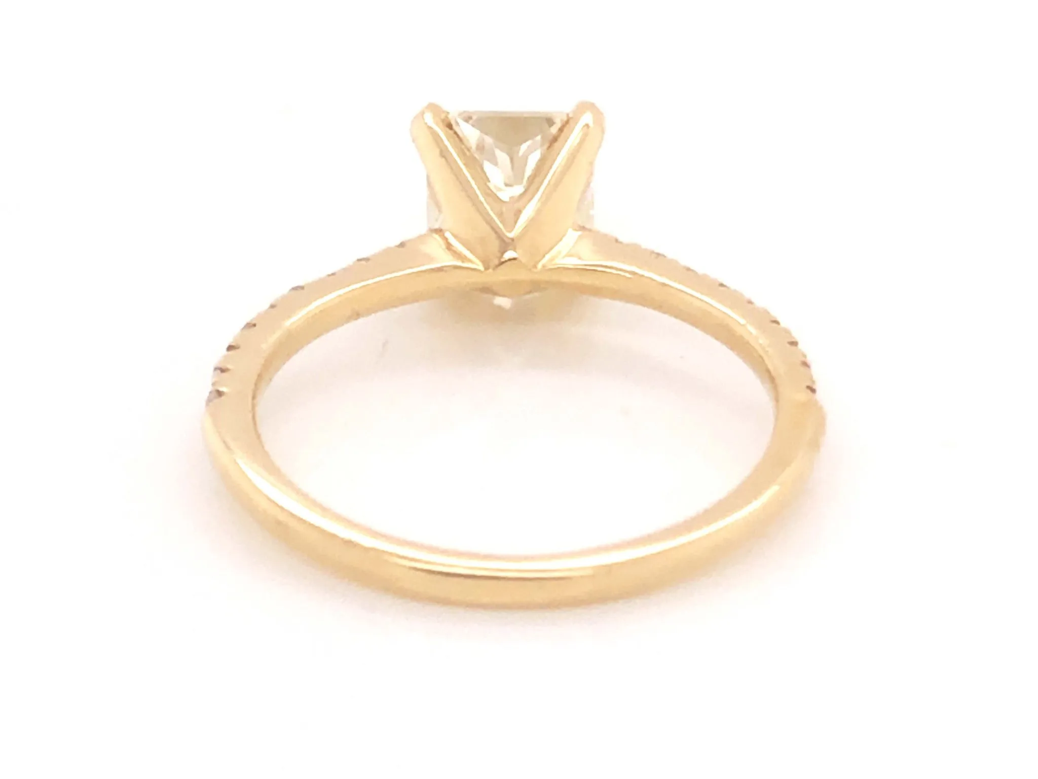 Radiant Cut 1.23 Carat Center Stone Diamond Engagement Ring - 14k Yellow Gold