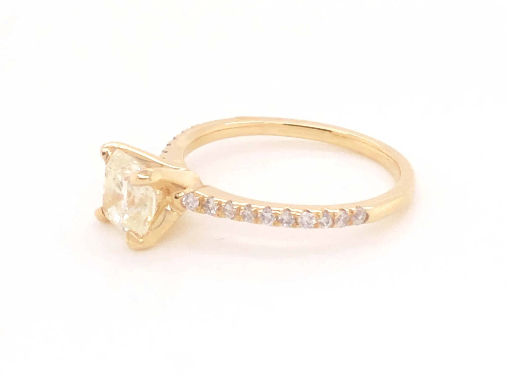 Radiant Cut 1.23 Carat Center Stone Diamond Engagement Ring - 14k Yellow Gold