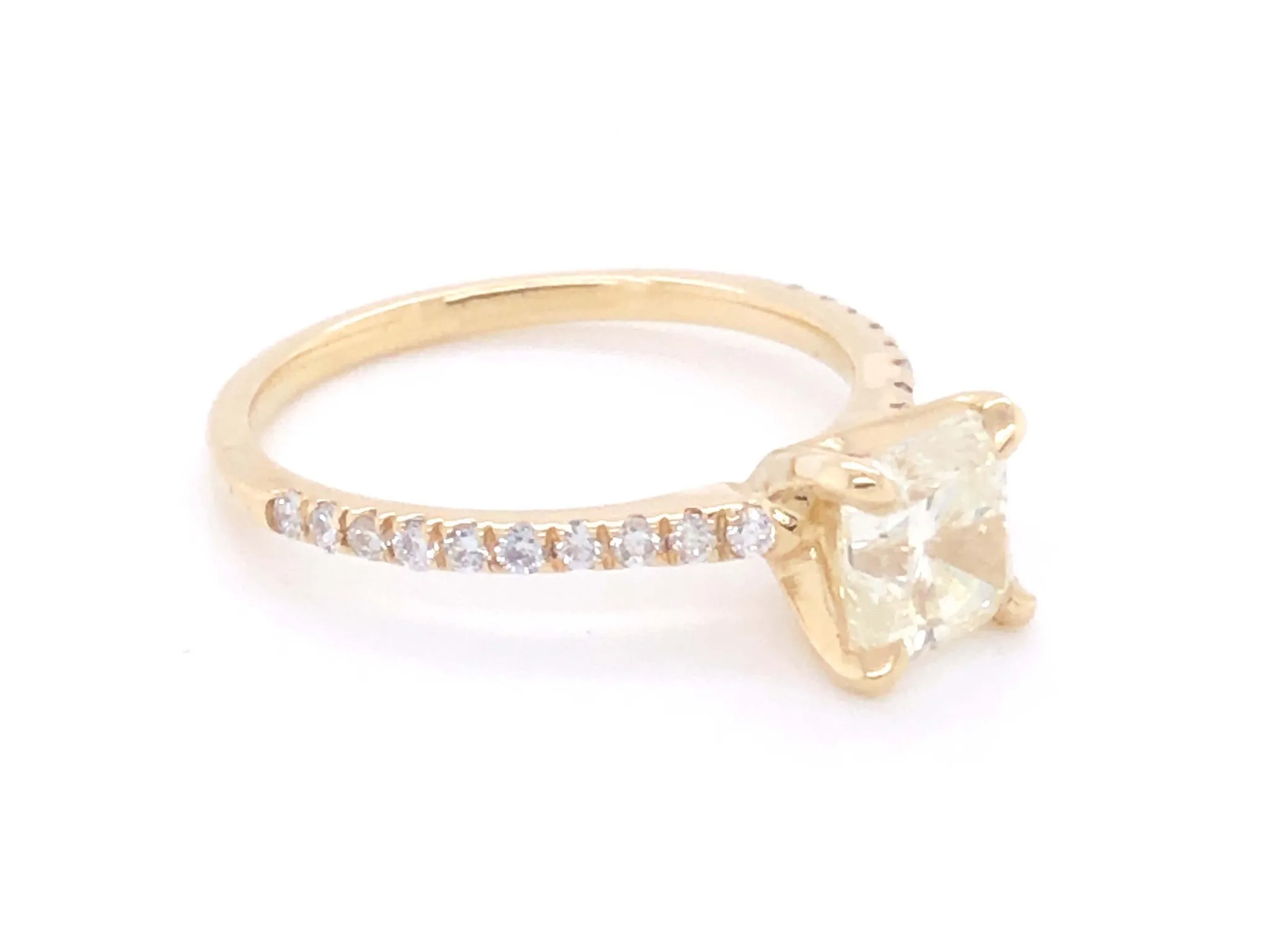 Radiant Cut 1.23 Carat Center Stone Diamond Engagement Ring - 14k Yellow Gold
