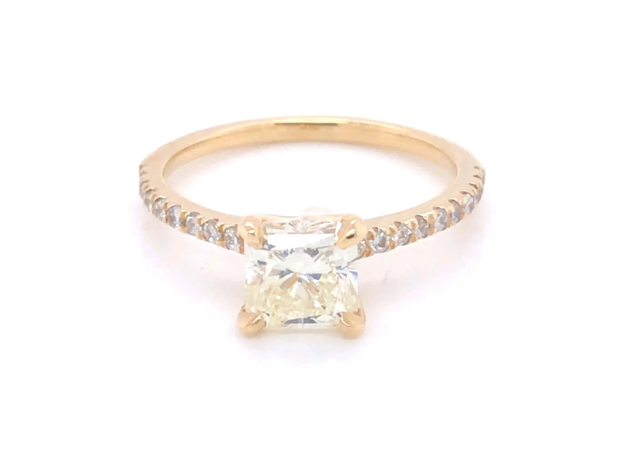 Radiant Cut 1.23 Carat Center Stone Diamond Engagement Ring - 14k Yellow Gold