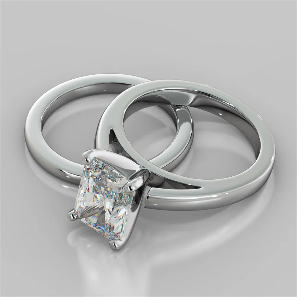 Radiant Cut Cathedral Style Engagement Ring