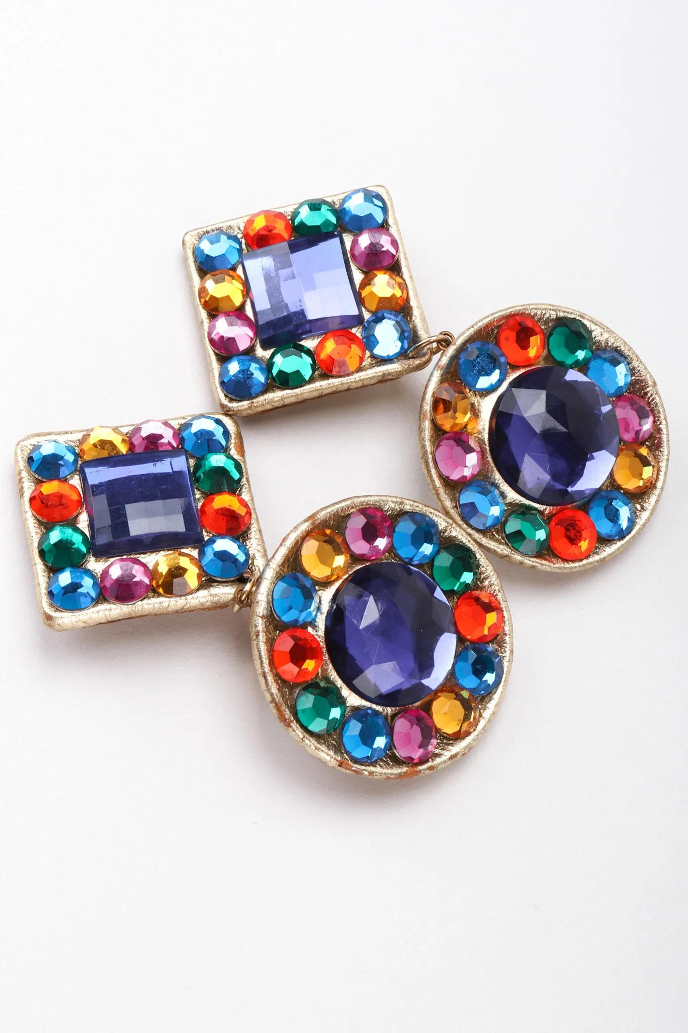 Rainbow Leather Lamé Earrings