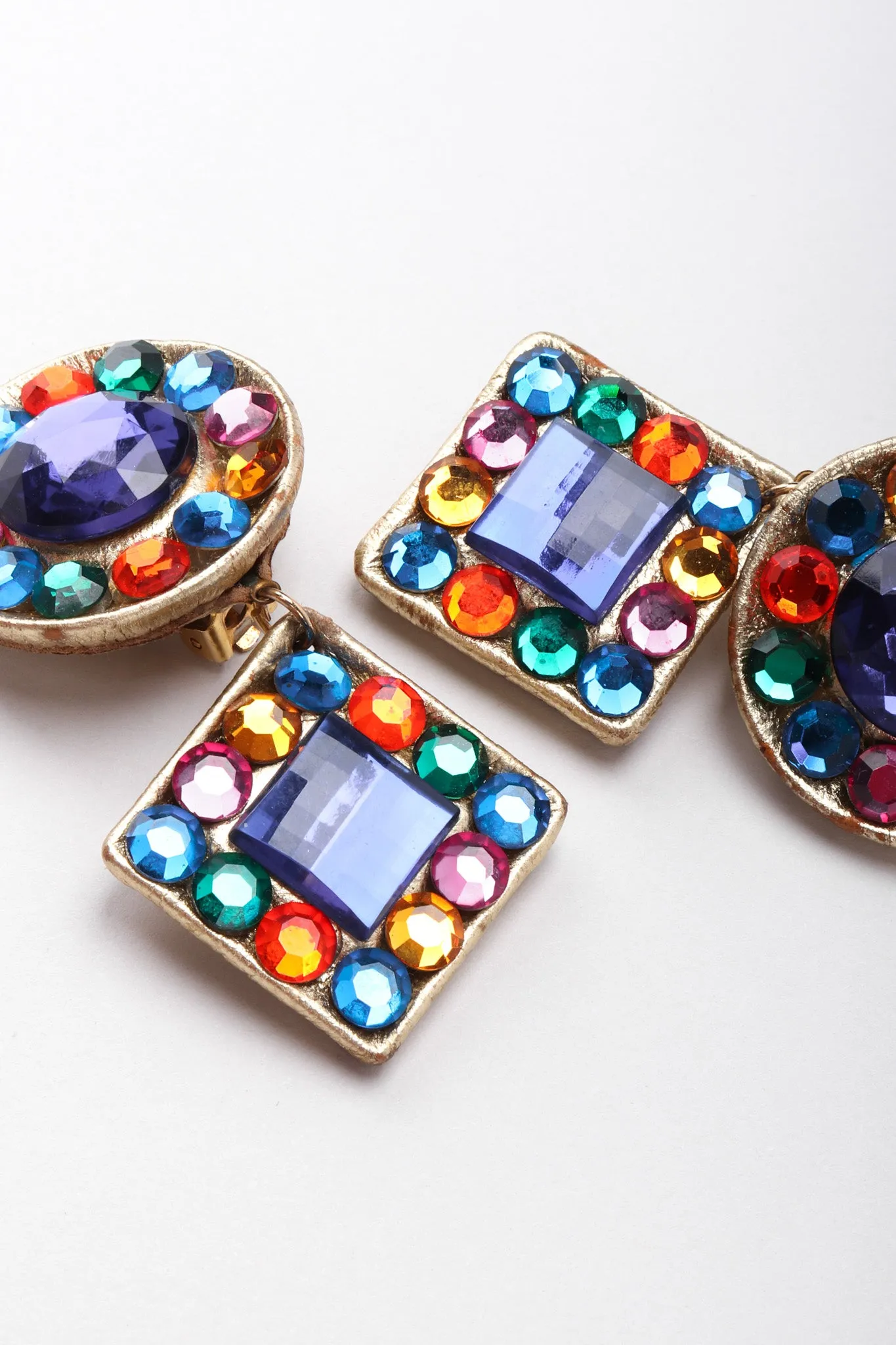 Rainbow Leather Lamé Earrings