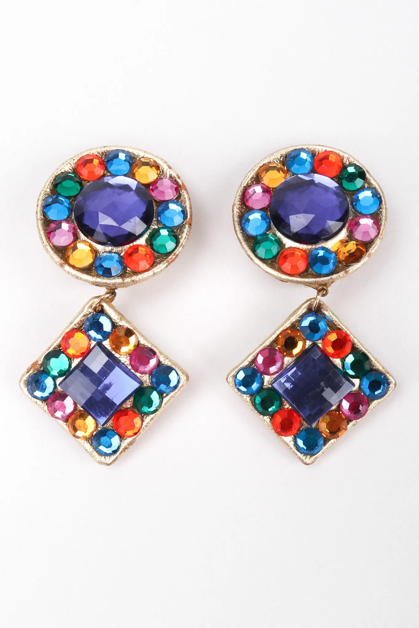 Rainbow Leather Lamé Earrings
