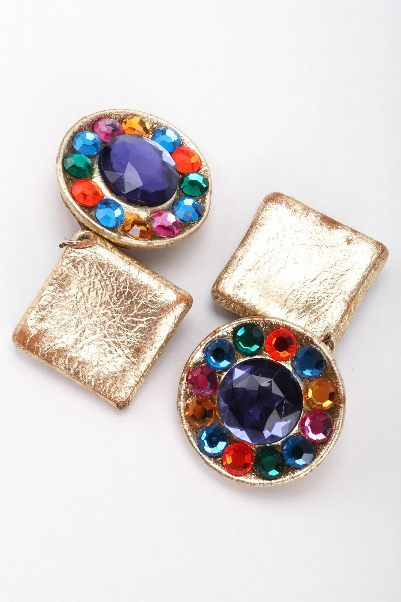 Rainbow Leather Lamé Earrings