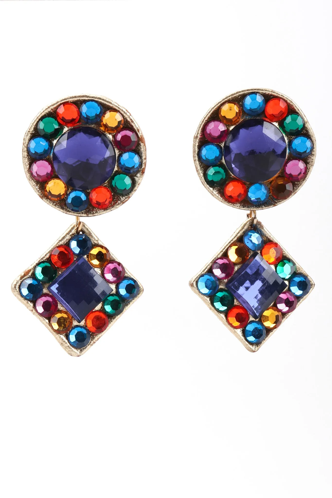 Rainbow Leather Lamé Earrings