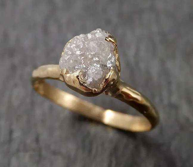 raw diamond engagement ring rough uncut diamond solitaire recycled 14k yellow gold conflict free diamond wedding promise 1506 Alternative Engagement