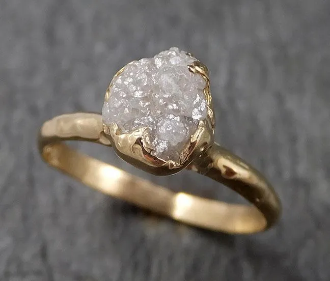 raw diamond engagement ring rough uncut diamond solitaire recycled 14k yellow gold conflict free diamond wedding promise 1506 Alternative Engagement