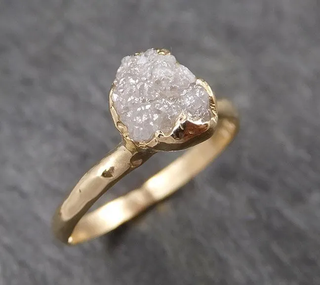 raw diamond engagement ring rough uncut diamond solitaire recycled 14k yellow gold conflict free diamond wedding promise 1506 Alternative Engagement