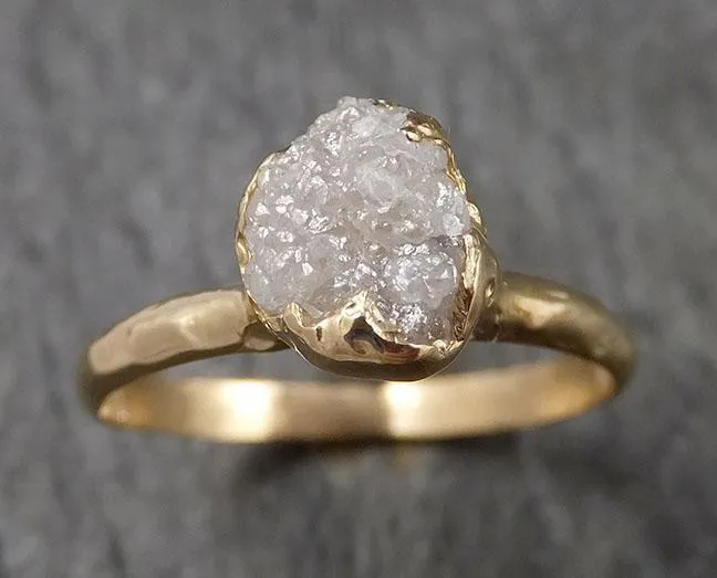 raw diamond engagement ring rough uncut diamond solitaire recycled 14k yellow gold conflict free diamond wedding promise 1506 Alternative Engagement