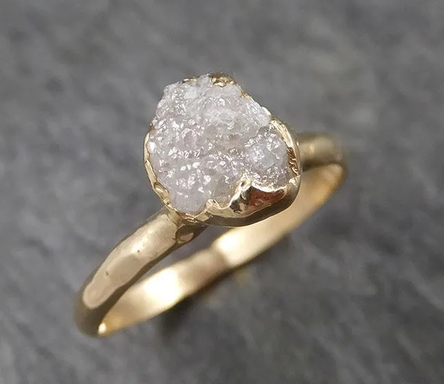 raw diamond engagement ring rough uncut diamond solitaire recycled 14k yellow gold conflict free diamond wedding promise 1506 Alternative Engagement