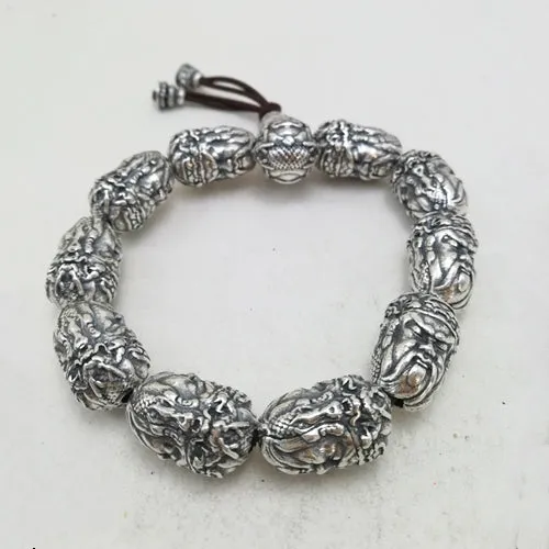 Real Solid 999 Pure Silver Bracelets Beaded Protection Jewelry