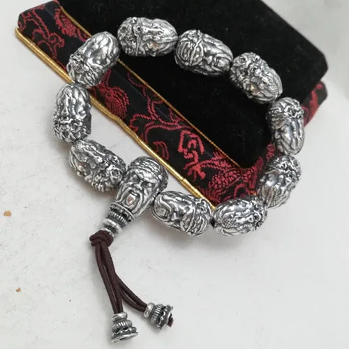 Real Solid 999 Pure Silver Bracelets Beaded Protection Jewelry