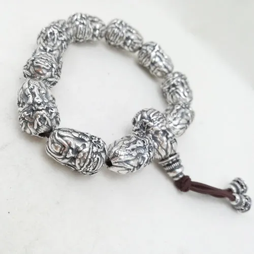 Real Solid 999 Pure Silver Bracelets Beaded Protection Jewelry