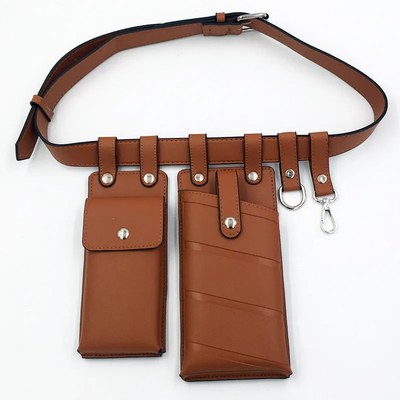 Realaiot 2 Pcs Women Waist Bag Hip Hop Leather Belt Bags Tactical Crossbody Chest Bag Female Fanny Pack Small Designer Luxury Hip Pocket
