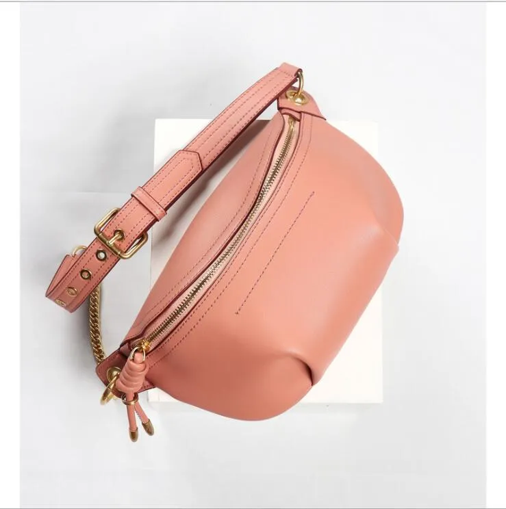 Realaiot Ins Korea Hot Fashion Style Woman Bags Genuine Leather Fanny Packs For Sport Outdoor Travel Bag For Ladies Girls Waist Bag