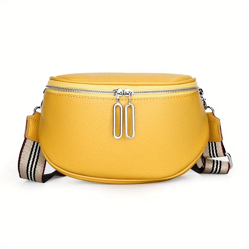 realaiot  Minimalist Genuine Leather Chest Bag, Versatile Crossbody Fanny Pack, All-Match Sling Bag & Waist Purse