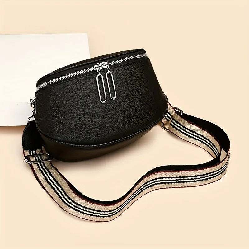 realaiot  Minimalist Genuine Leather Chest Bag, Versatile Crossbody Fanny Pack, All-Match Sling Bag & Waist Purse