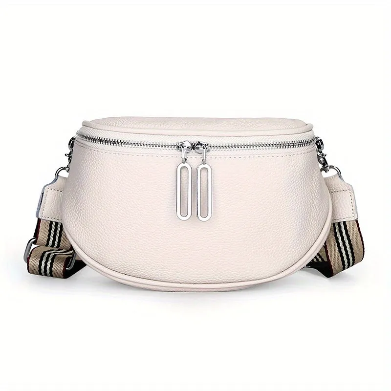 realaiot  Minimalist Genuine Leather Chest Bag, Versatile Crossbody Fanny Pack, All-Match Sling Bag & Waist Purse