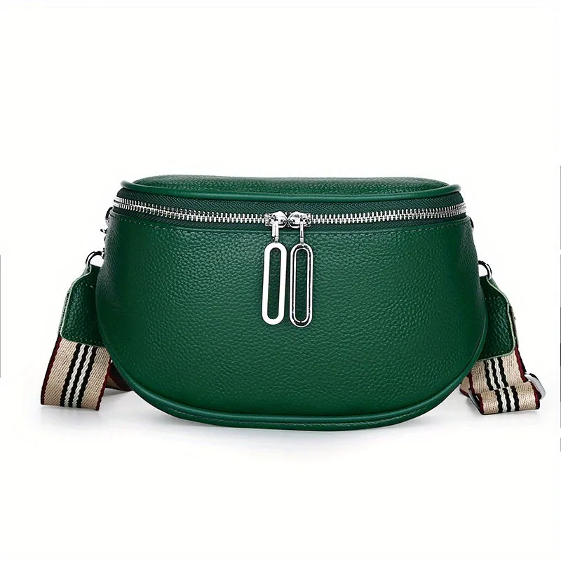realaiot  Minimalist Genuine Leather Chest Bag, Versatile Crossbody Fanny Pack, All-Match Sling Bag & Waist Purse