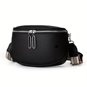 realaiot  Minimalist Genuine Leather Chest Bag, Versatile Crossbody Fanny Pack, All-Match Sling Bag & Waist Purse