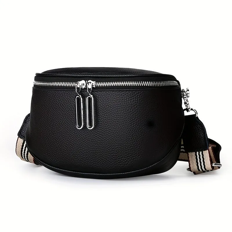 realaiot  Minimalist Genuine Leather Chest Bag, Versatile Crossbody Fanny Pack, All-Match Sling Bag & Waist Purse