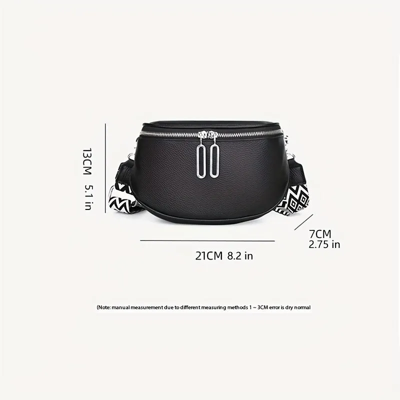realaiot  Minimalist Genuine Leather Chest Bag, Versatile Crossbody Fanny Pack, All-Match Sling Bag & Waist Purse