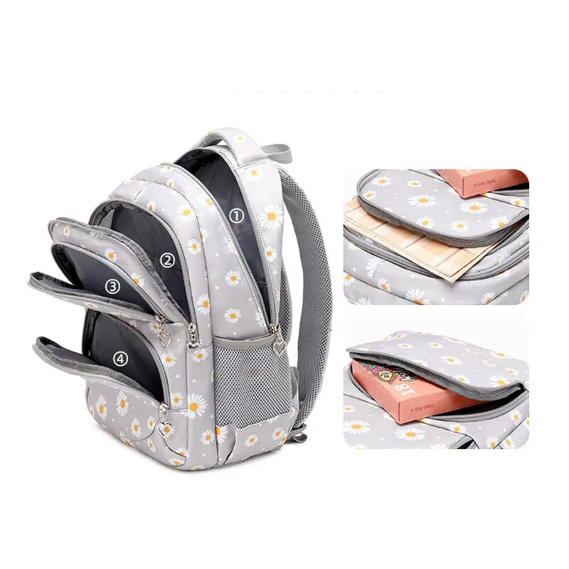 Realaiot Teen Girls School Backpack Kids Bookbag Set with Lunch Box Pencil Case Travel Laptop Backpack Casual Daypacks