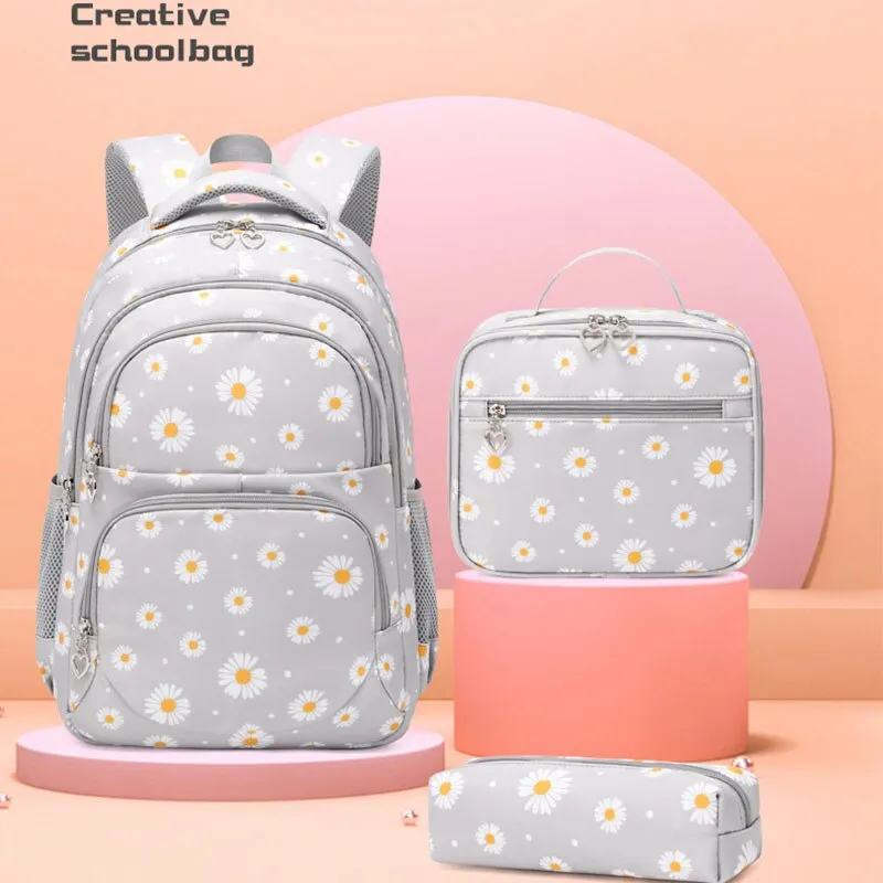 Realaiot Teen Girls School Backpack Kids Bookbag Set with Lunch Box Pencil Case Travel Laptop Backpack Casual Daypacks