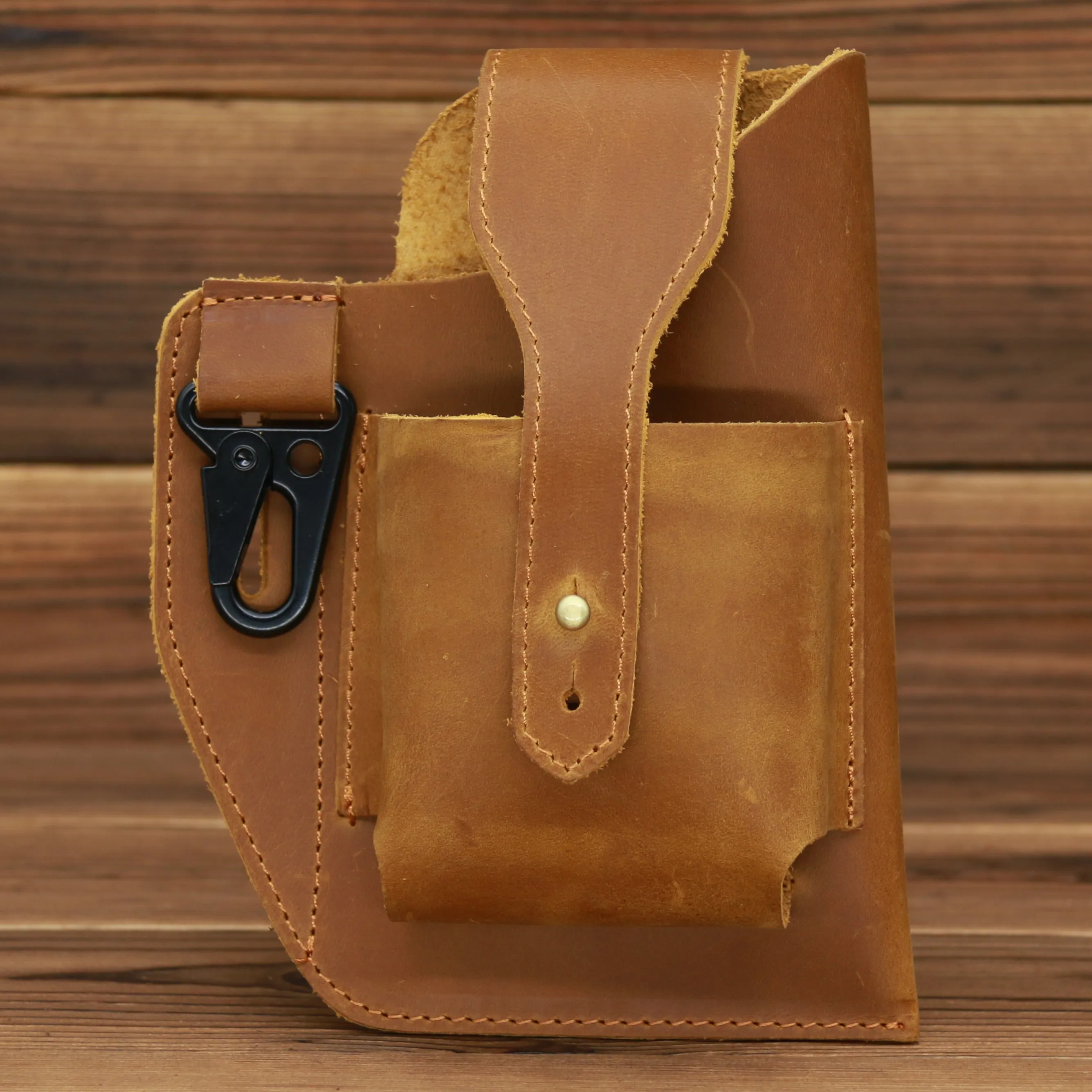Realaiot Waist Bag Men Genuine Leather Belt Bum Leg Hip Packs for Men 6-7.5inch Cell Phone Cigarette Lighter Box Case Outdoor Pouch Gifts for Men