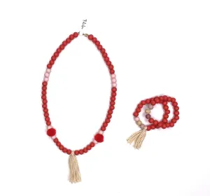 Red necklace and bracelets