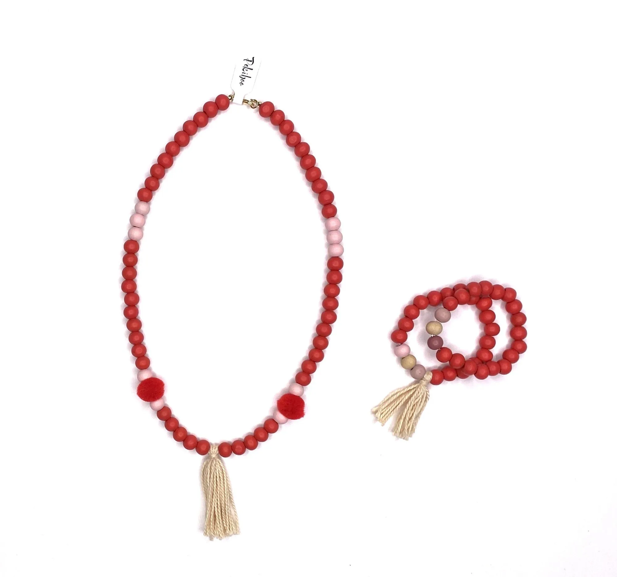 Red necklace and bracelets
