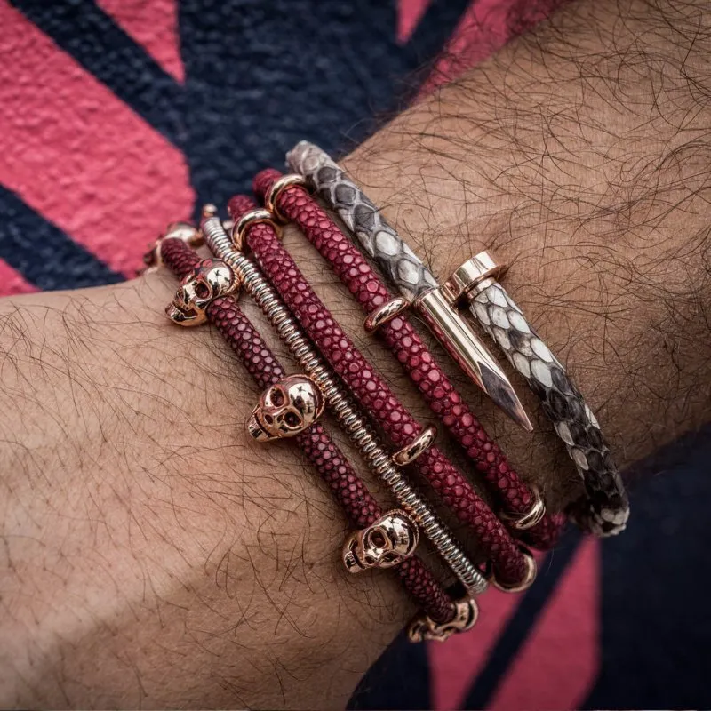Red Wine Multi Skull Stingray with Rose Gold