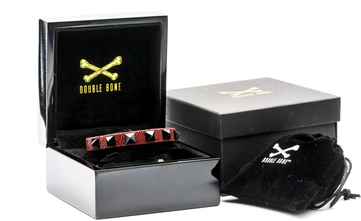 Red wine stingray bracelet with Black PVD Studs