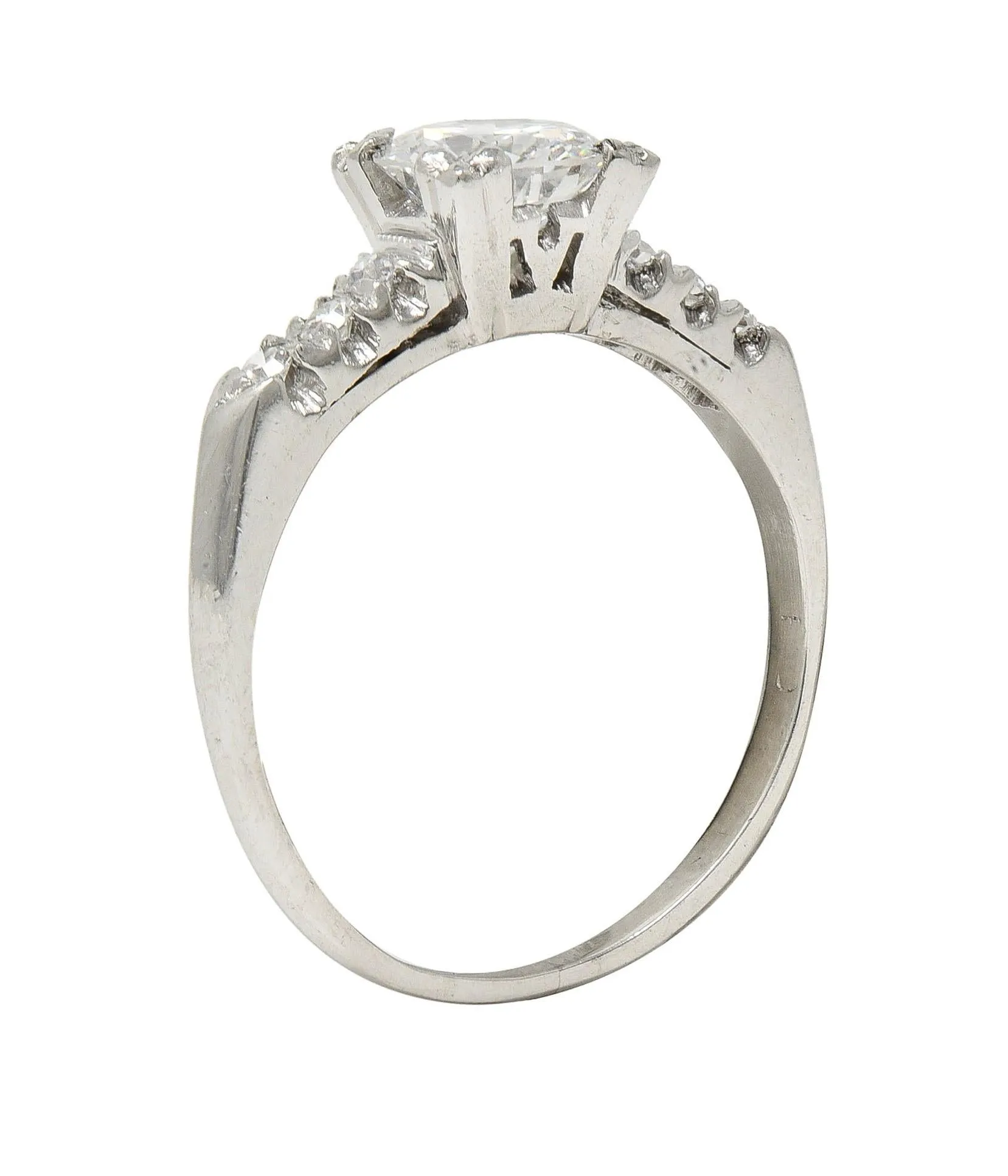 Retro 0.68 CTW Transitional Cut Diamond Platinum Fishtail Vintage Engagement Ring