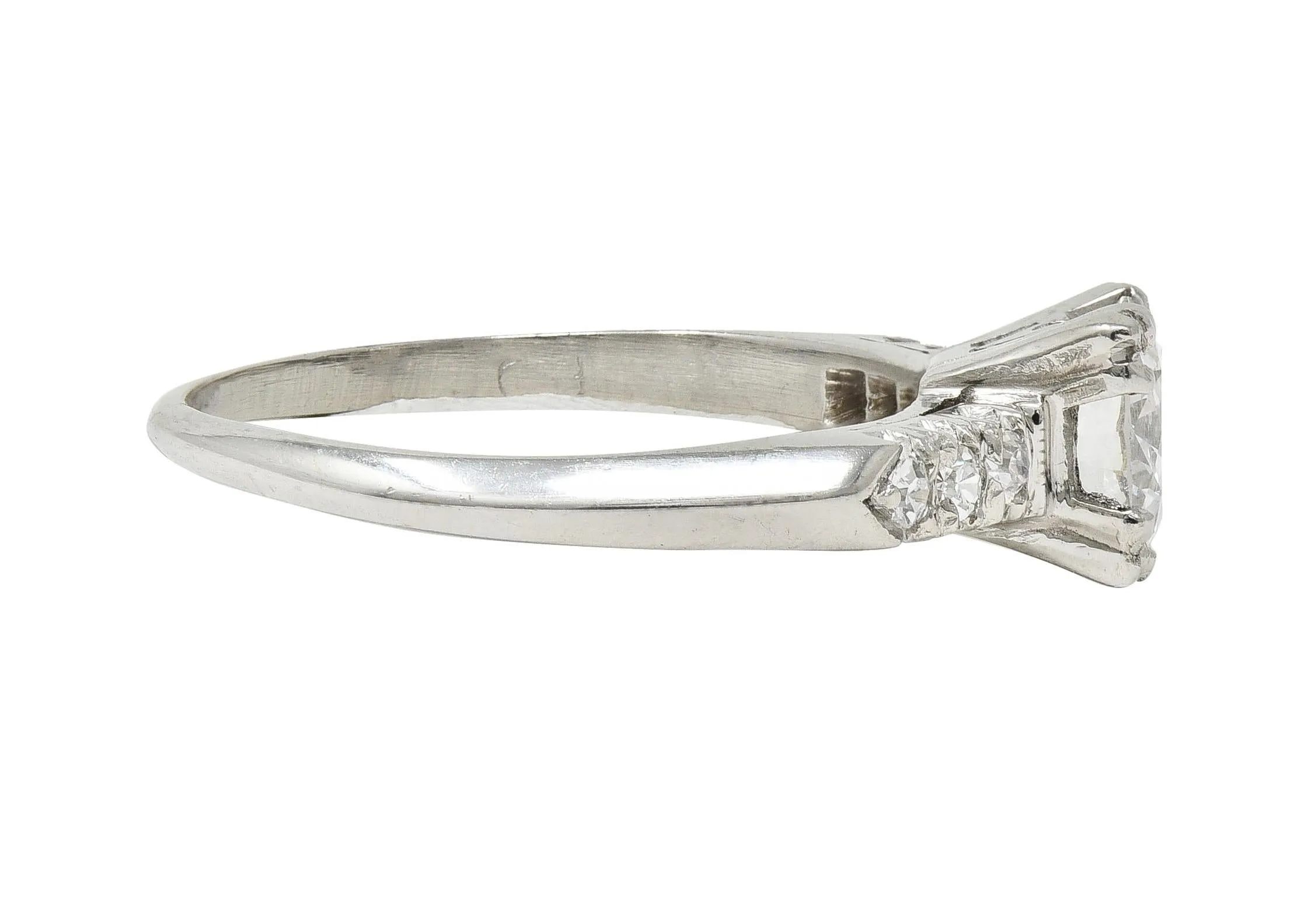 Retro 0.68 CTW Transitional Cut Diamond Platinum Fishtail Vintage Engagement Ring