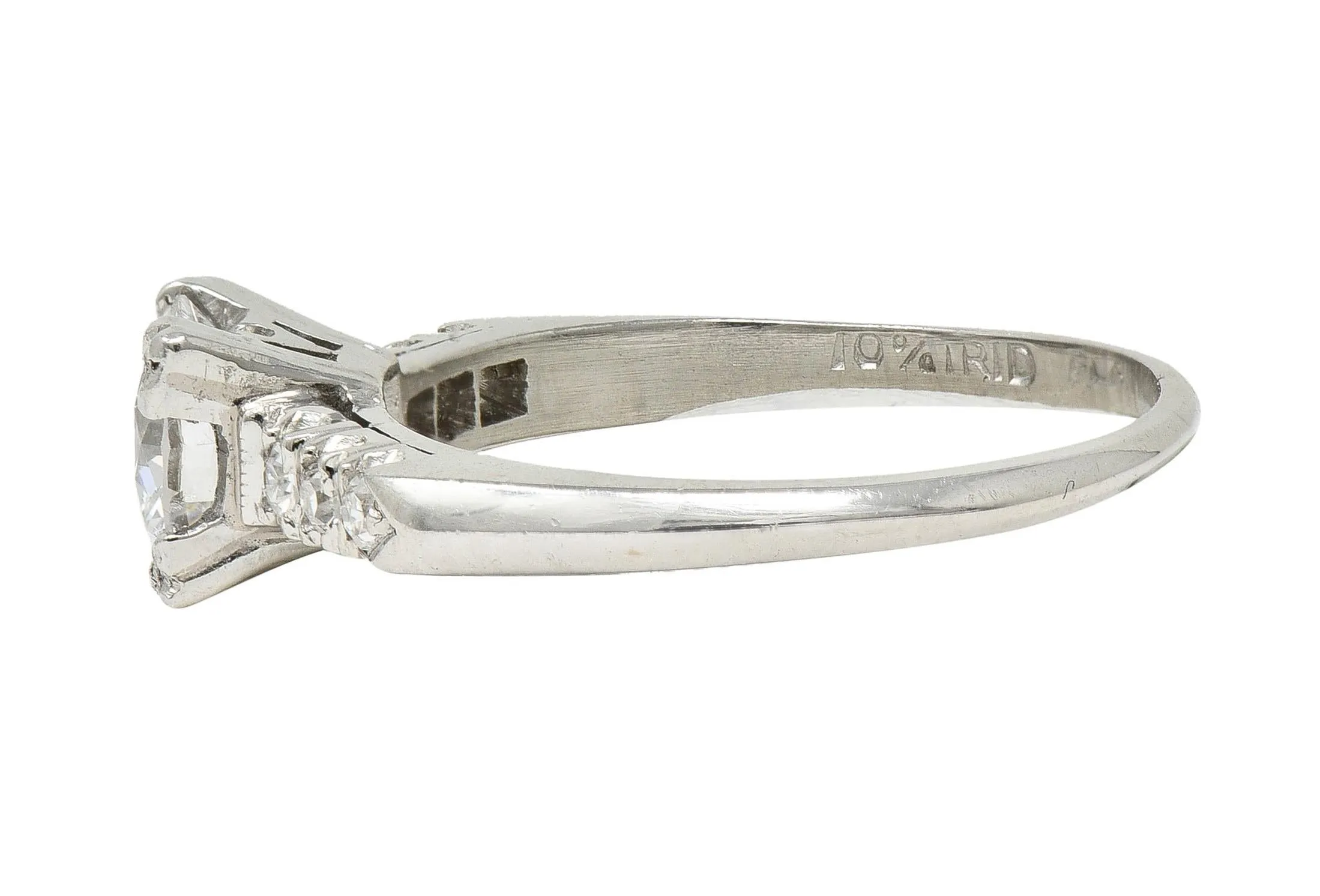 Retro 0.68 CTW Transitional Cut Diamond Platinum Fishtail Vintage Engagement Ring